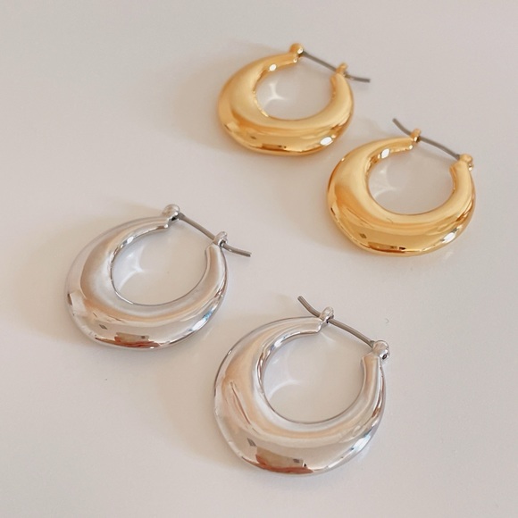 18K gold plated oval waterdrop earrings - Picture 4 of 10